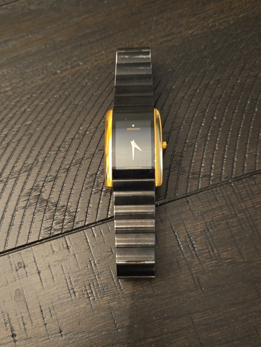 Movado Black Dial Watch with Gold-Tone Case